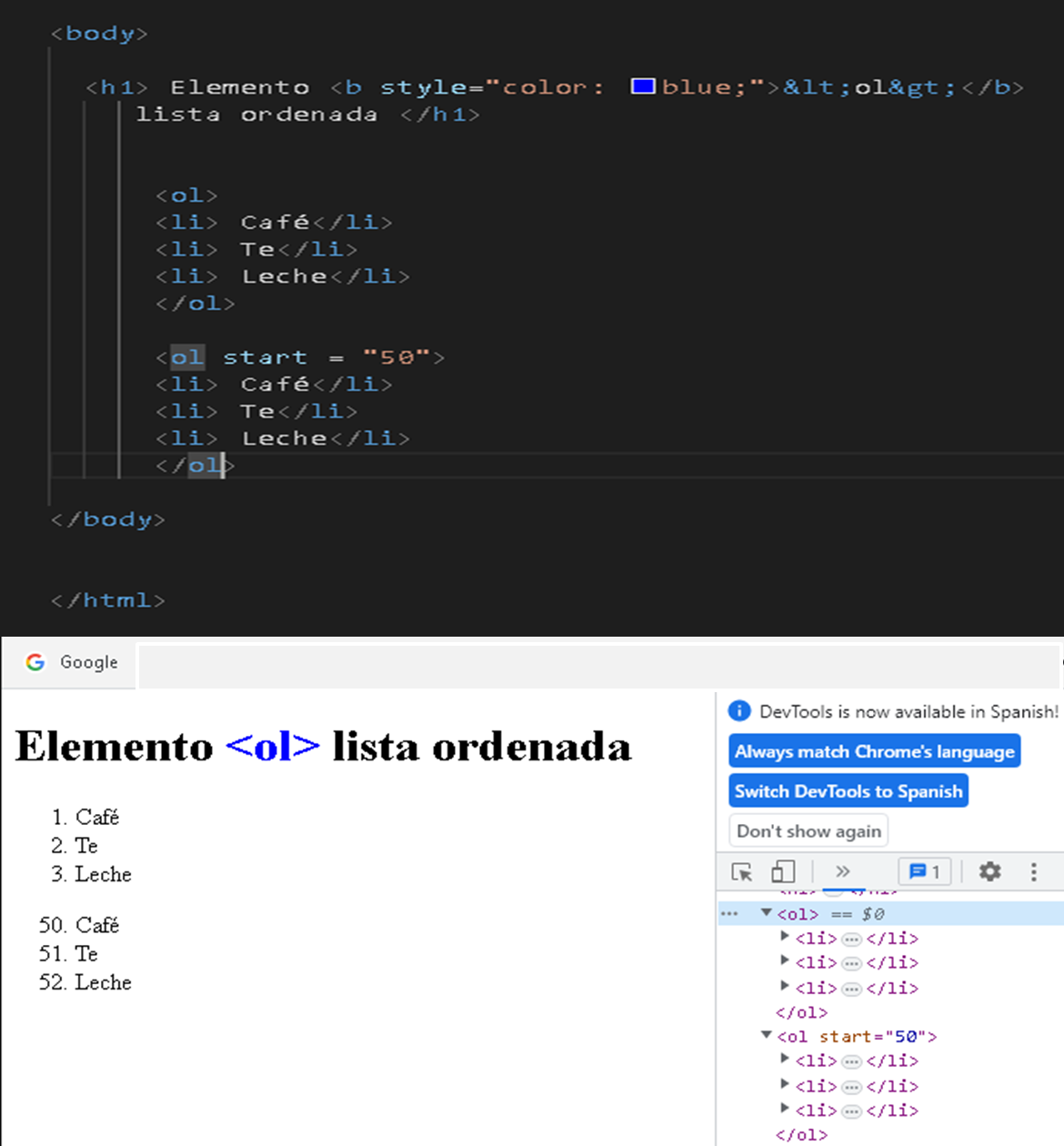 Elemento lista ordenada